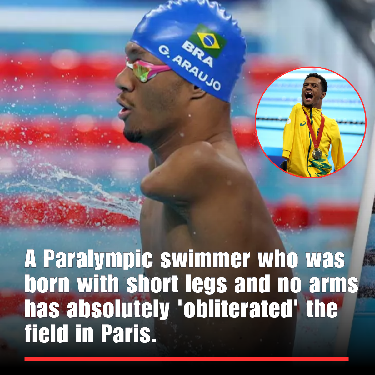 Paralympic swimmer born with short legs and no arms obliterates the